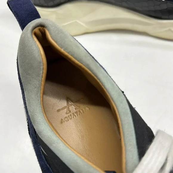 Aquatalia Sneakers Shoes Lace Up Athletic Designer White Blue Snake Skin 7.5 - Picture 9 of 12